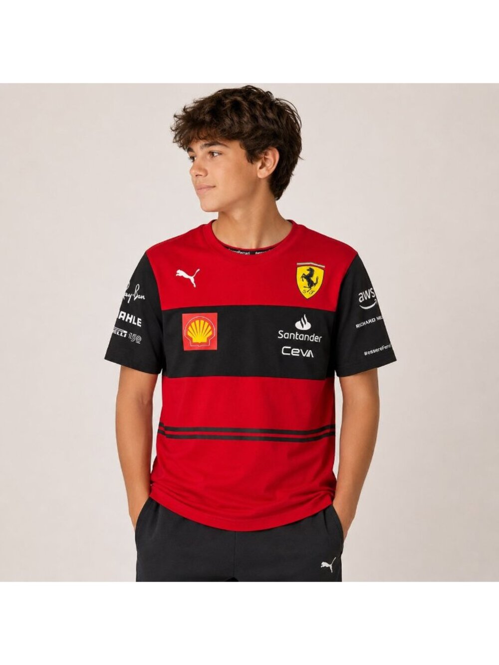Puma Scuderia Ferrari Team Tee Youth Large Red F1 Racing Team Shirt 2022